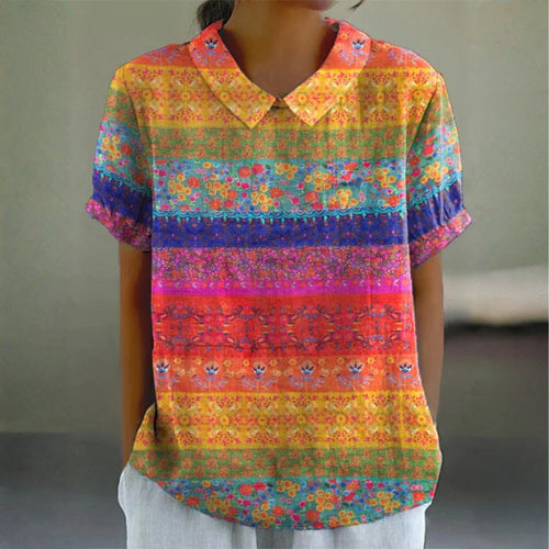 Ríona - Floral Striped Blouse