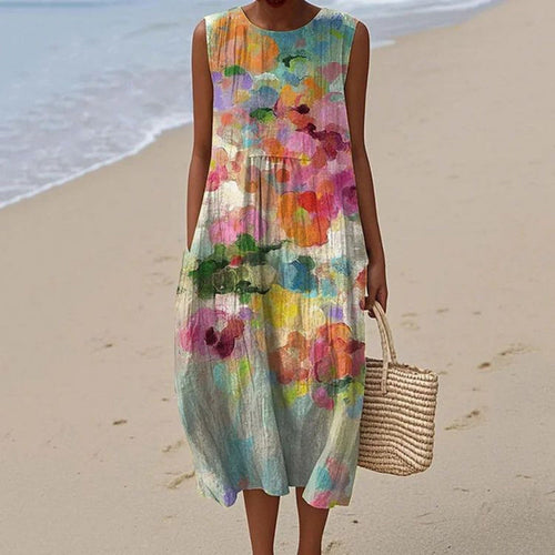 Aoibhín - Elegant Watercolour Effect Flowing Dress