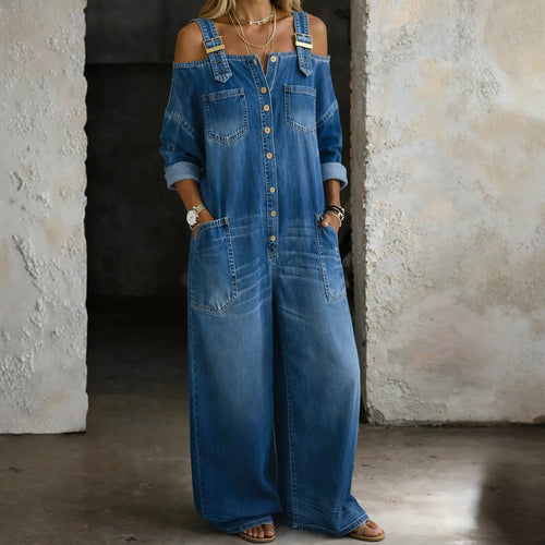 Deirdre - Off Shoulder Denim Jumpsuit