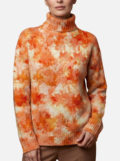Áine - Bold Floral Roll Neck Jumper