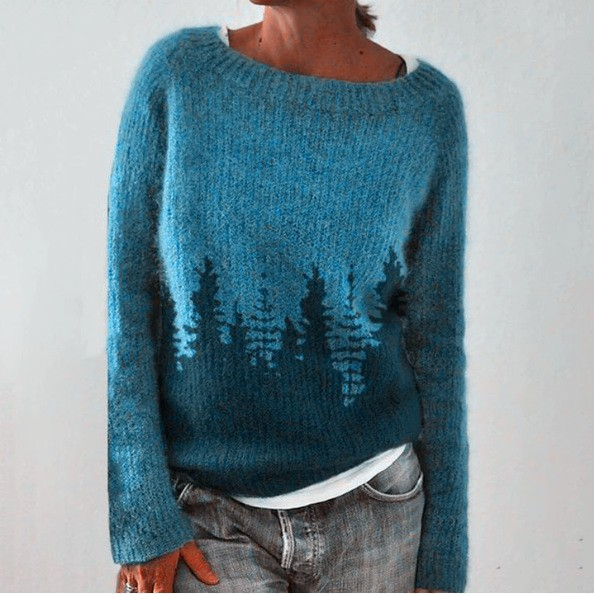Clíodhna - Teal Vintage Jumper with Fir Forest