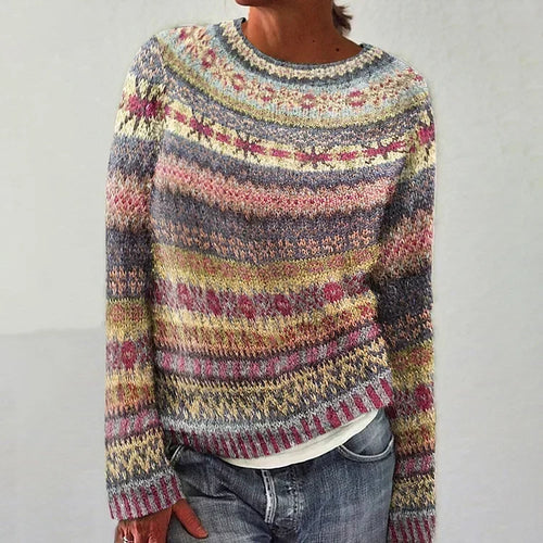 Ríoghnach - Pink and Yellow Vintage Jumper with Fair Isle Bands