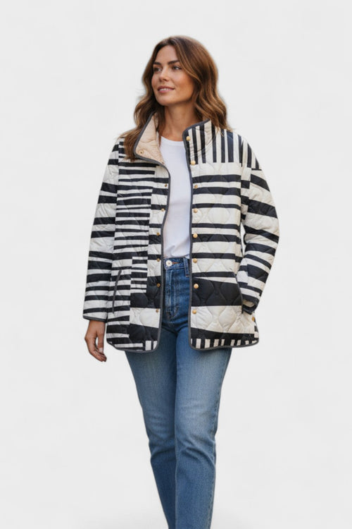 Fionnuala - Black and White Striped Quilted Jacket