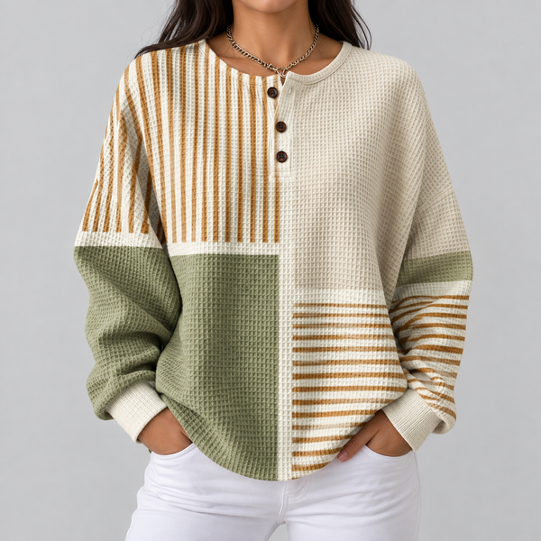 Erin - Green and Mustard Patchwork Top