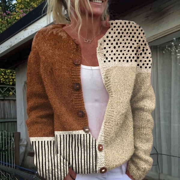 Gobnait - Minimalist Abstract Dot Button Cardigan
