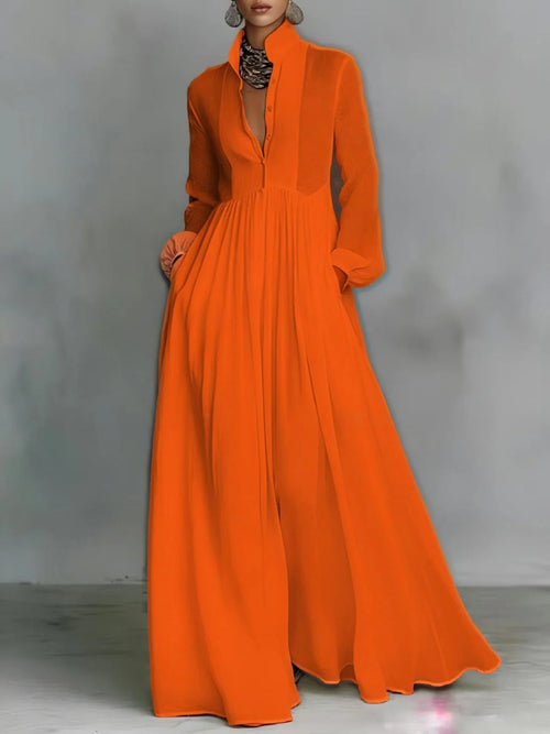 Bláthnaid - Flowing Button-Front Maxi Dress