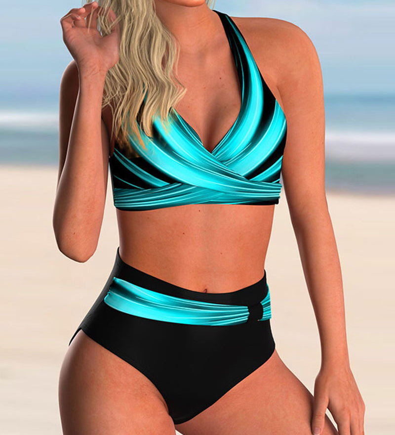Fiadh - Bikini Set with Crossed Neckline and Print
