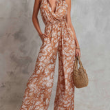 Doireann - Elegant Floral Print Sleeveless Wide-Leg Jumpsuit
