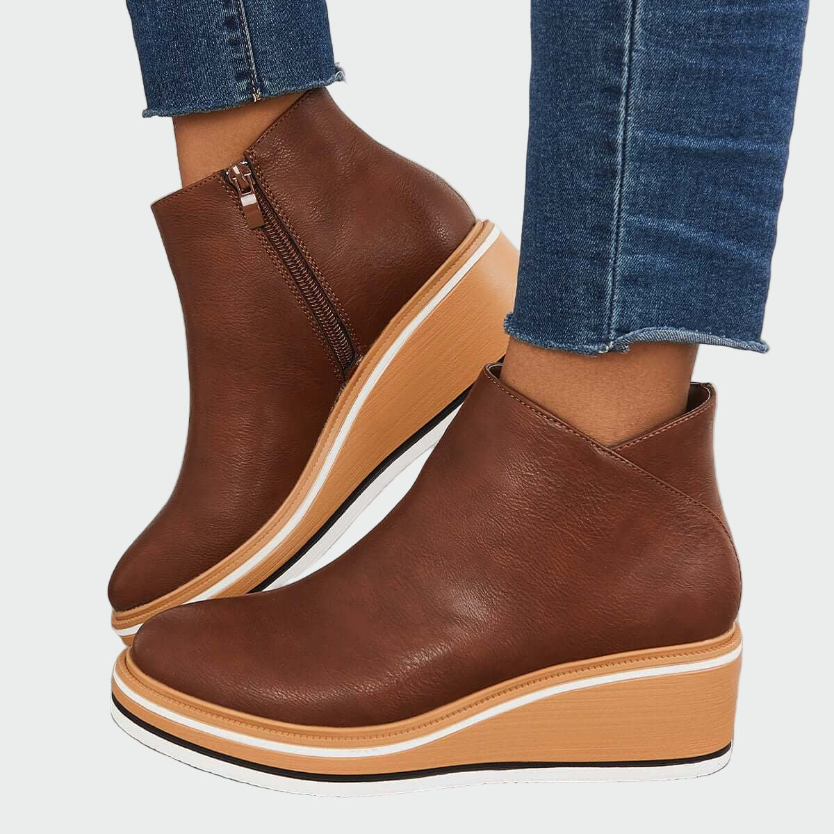 Clodagh - Leather Platform Orthopedic Ankle Boots