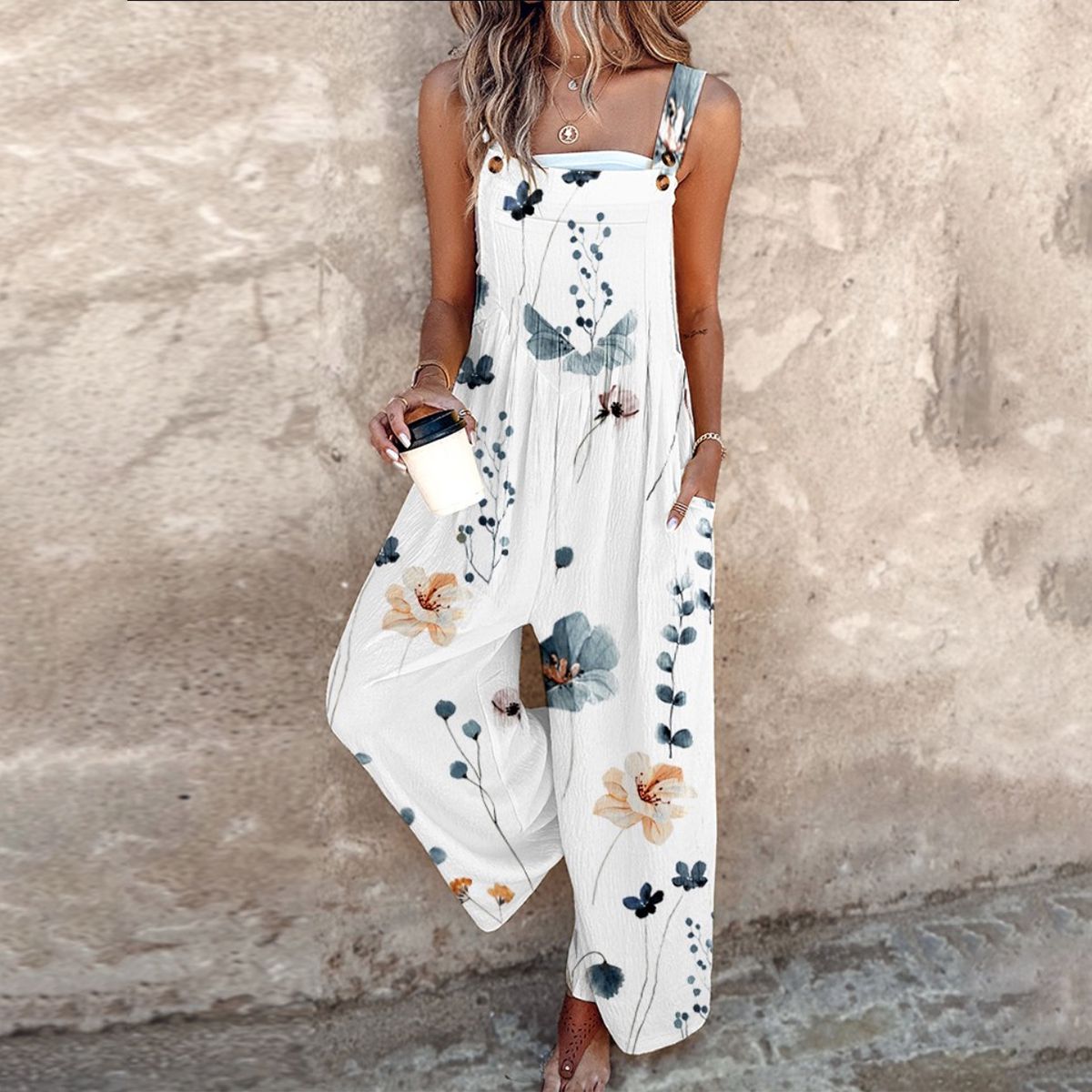 Nessa - Comfortable printed dungarees