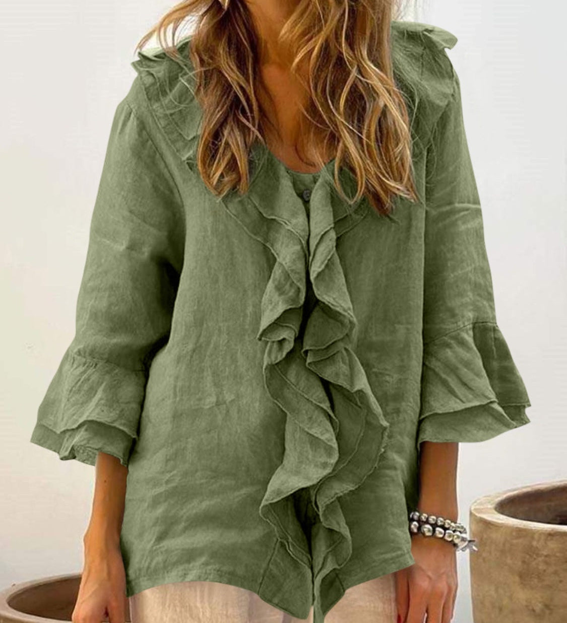 Niamh - Chic Bell Sleeve Ruffle Top