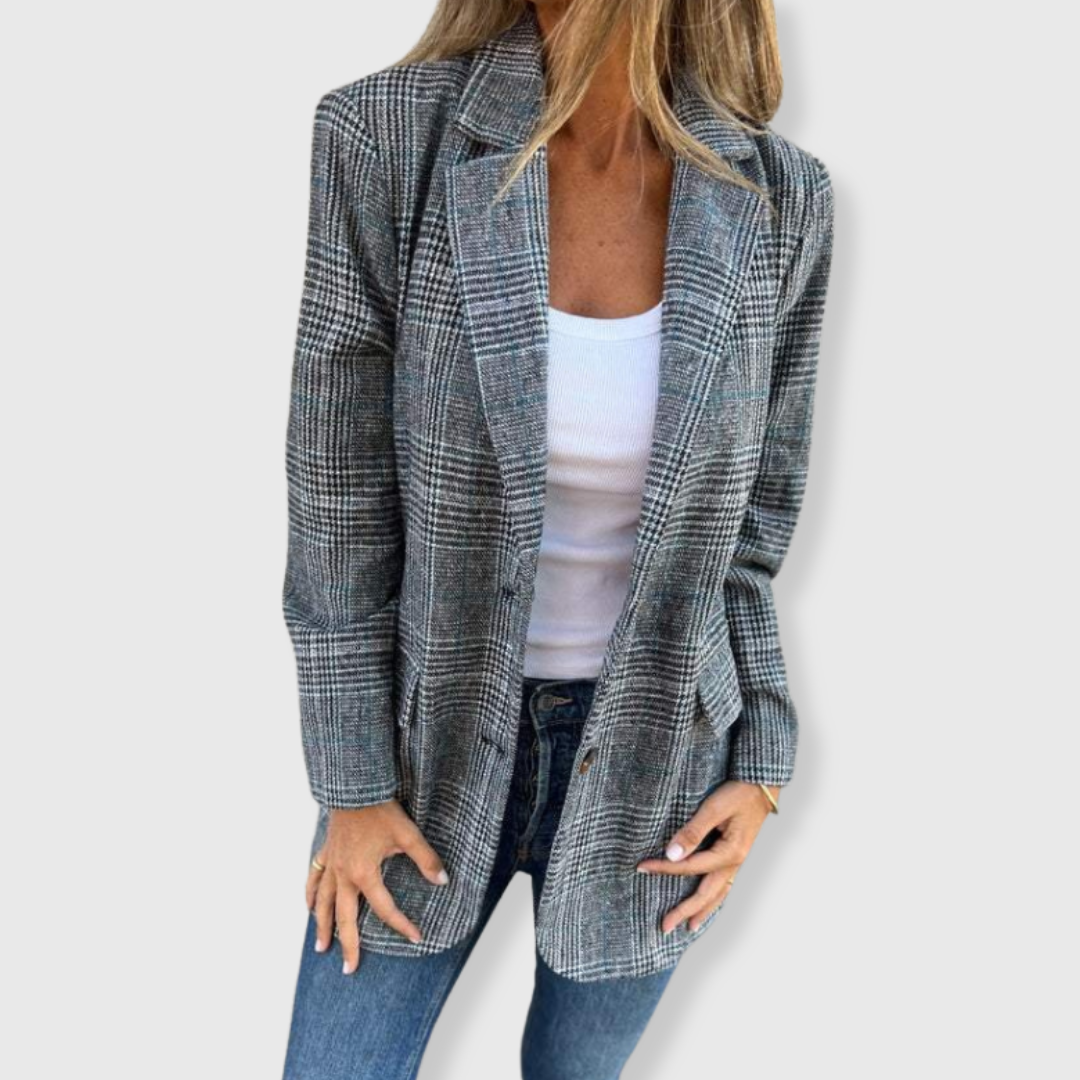 Fíona - Elegant Blazer with Check Pattern