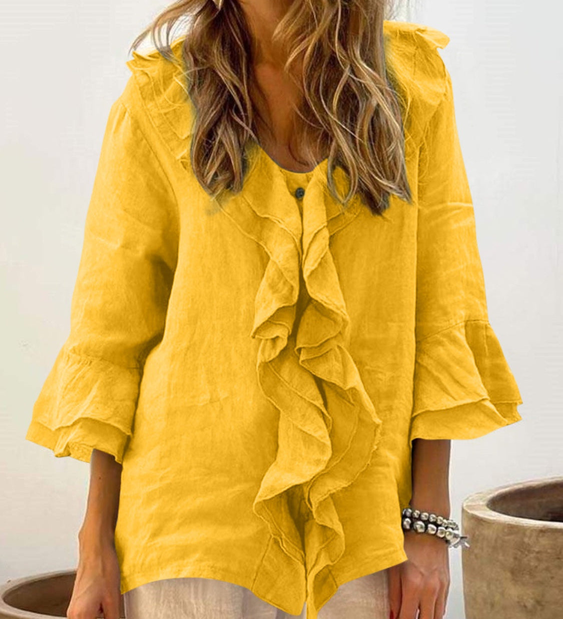 Niamh - Chic Bell Sleeve Ruffle Top