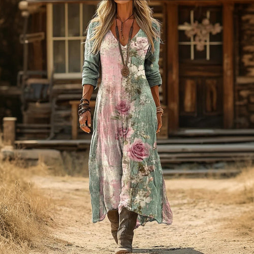 Erin - Casual Long Sleeve Dress Inspired by Vintage