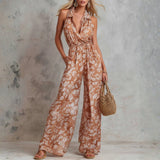 Doireann - Elegant Floral Print Sleeveless Wide-Leg Jumpsuit