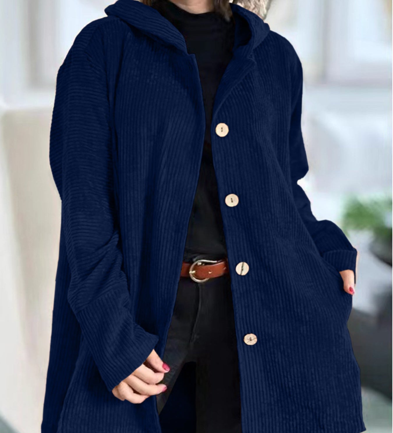 Shauna - Corduroy Hooded Cardigan