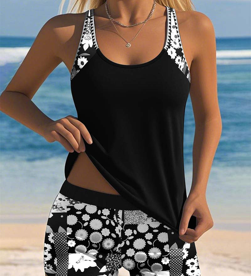 Ailbhe - Swimsuit Tank Top with Printed Boxer Set