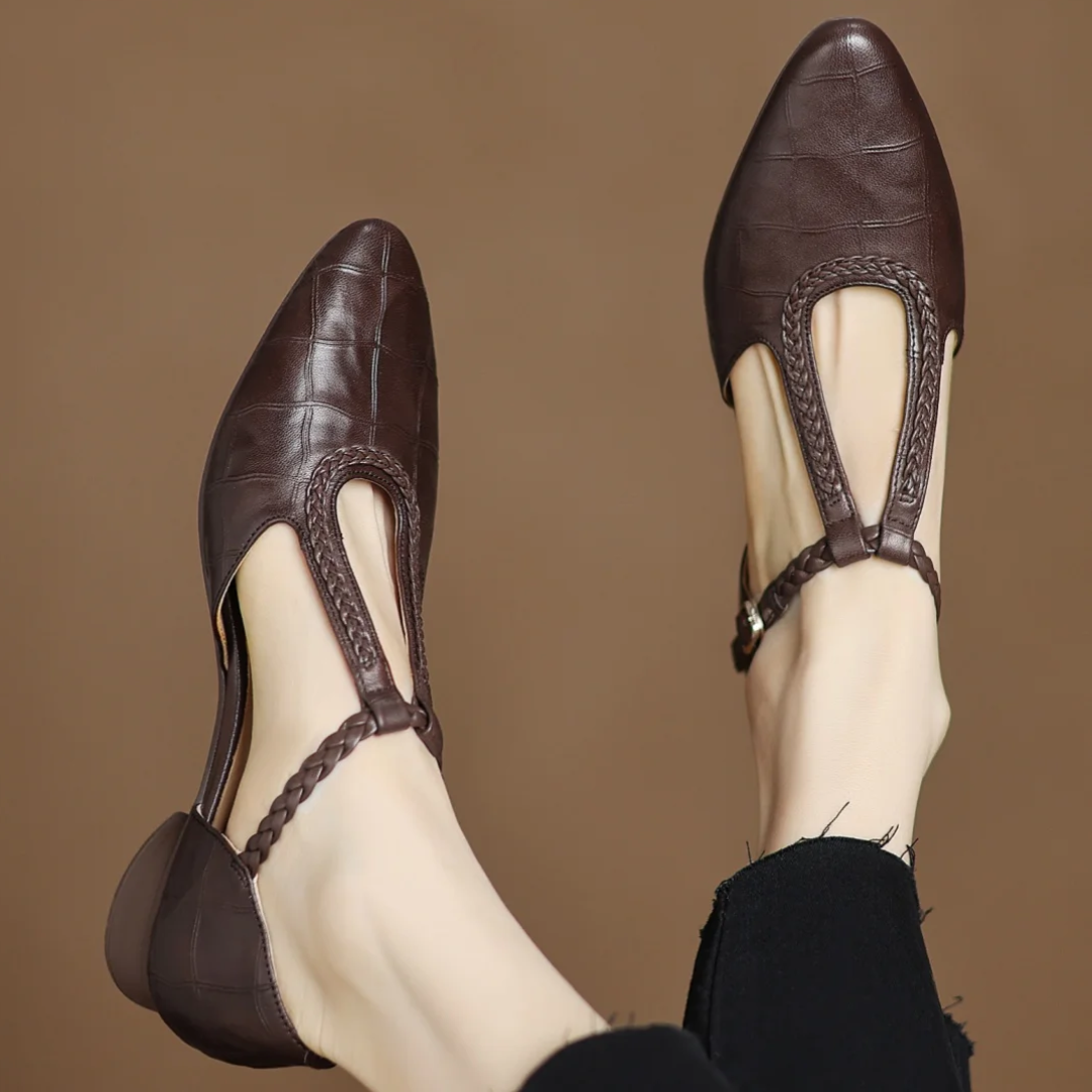 Ciara - Braided Leather Strap Shoes