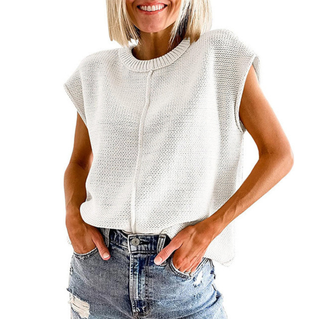 Fionnuala - Casual Minimalist Crewneck Sleeveless Top