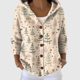 Muirne - Cream Fir Tree Hooded Cardigan