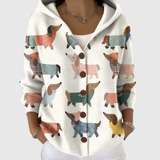 Bronagh - Colourful Dachshund Hooded Cardigan