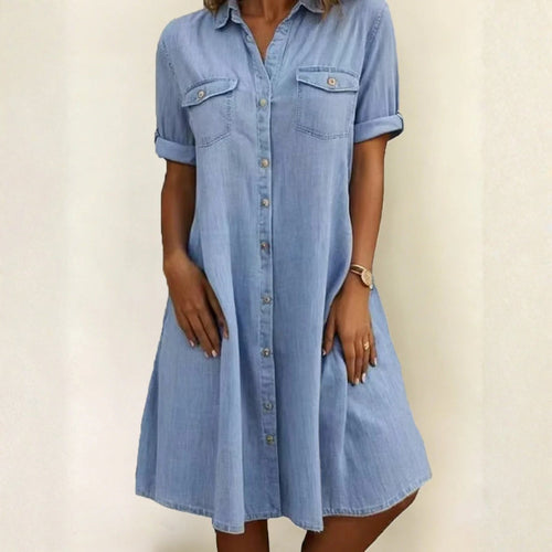 Honora - Casual Denim Style Midi Dress