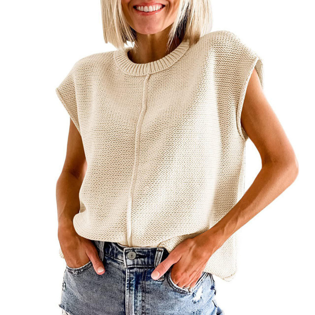 Fionnuala - Casual Minimalist Crewneck Sleeveless Top