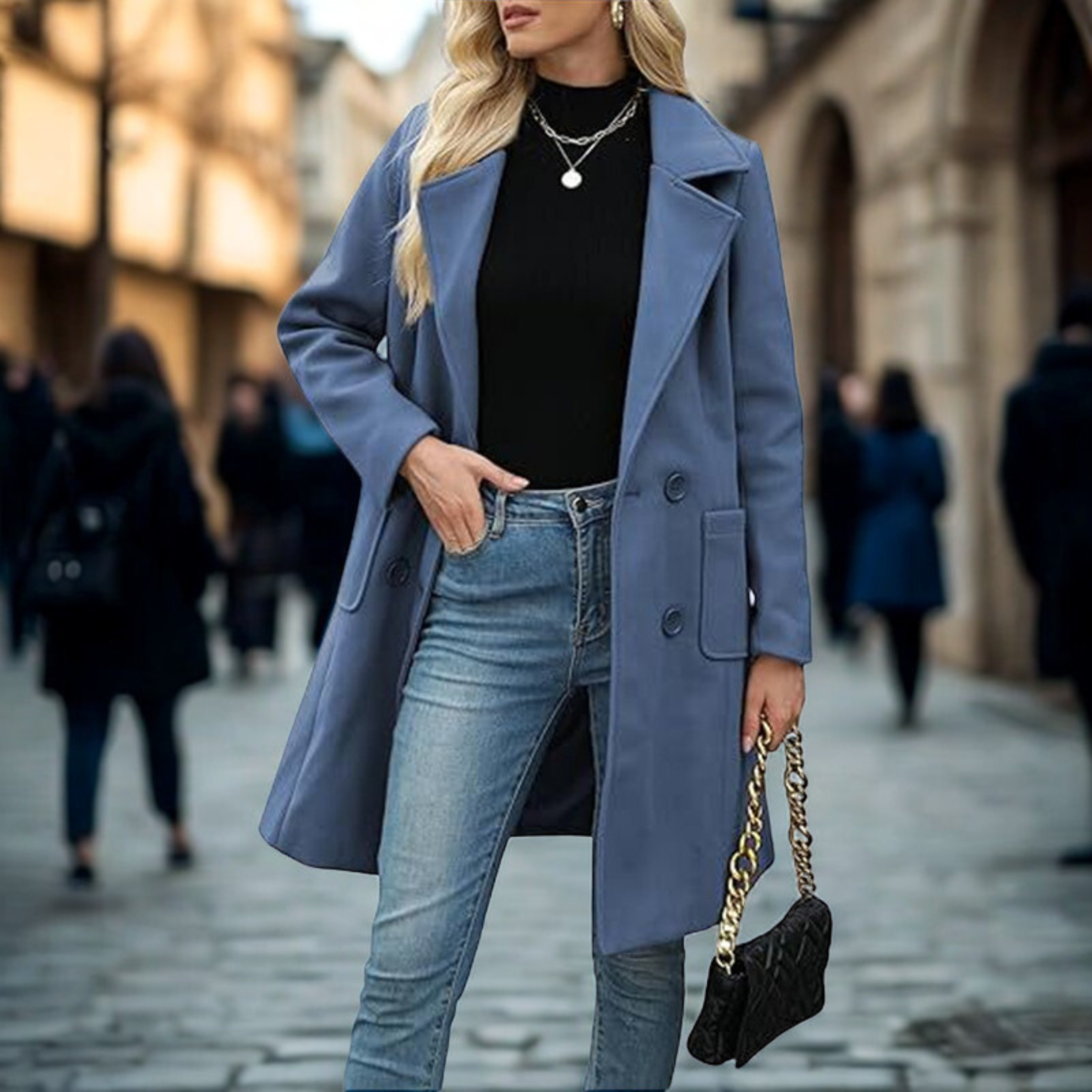 Clodagh - Casual Mid Length Button Open Front Coat
