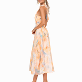 Ríona - Halter Neck Dress with Watercolour Print