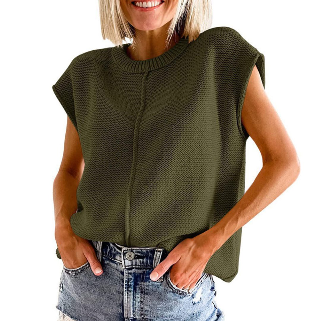 Fionnuala - Casual Minimalist Crewneck Sleeveless Top