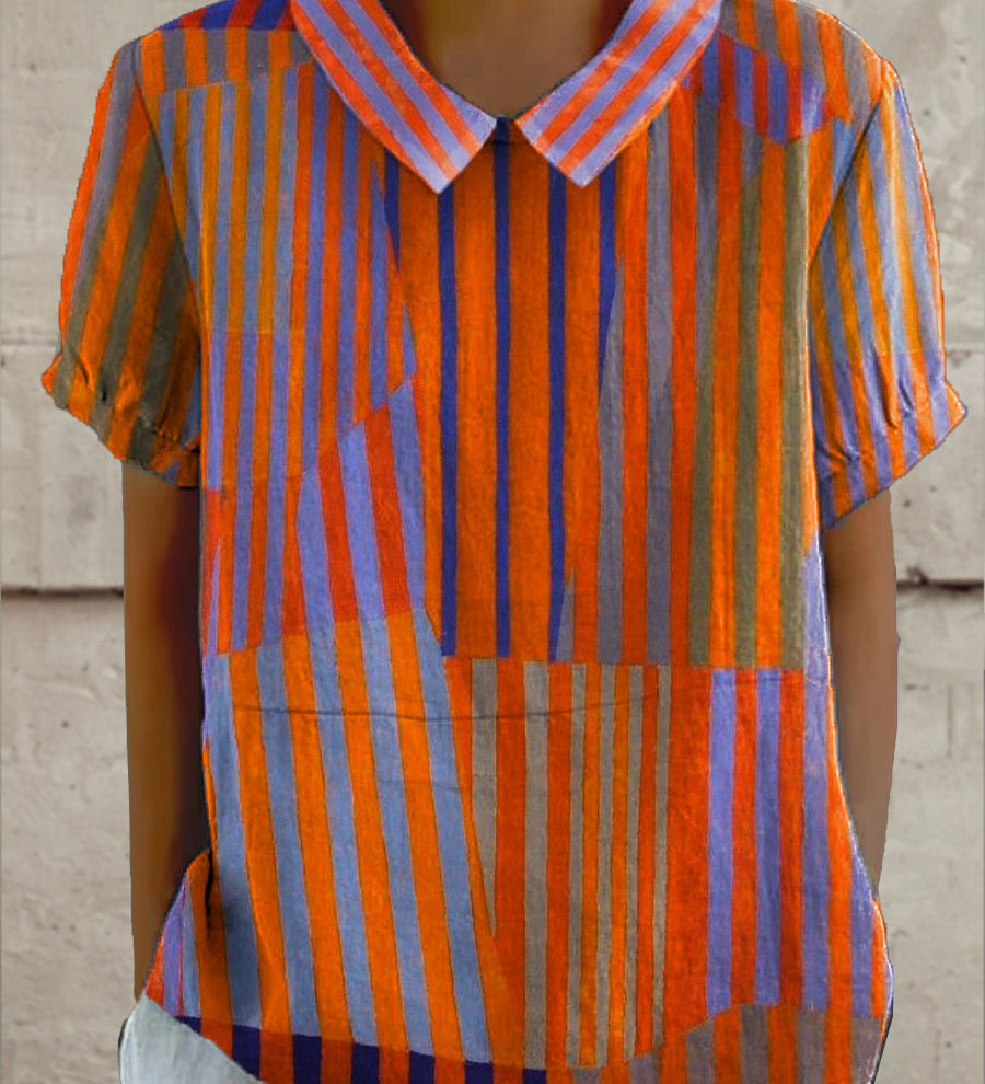 Niamh - Geometric Striped Blouse
