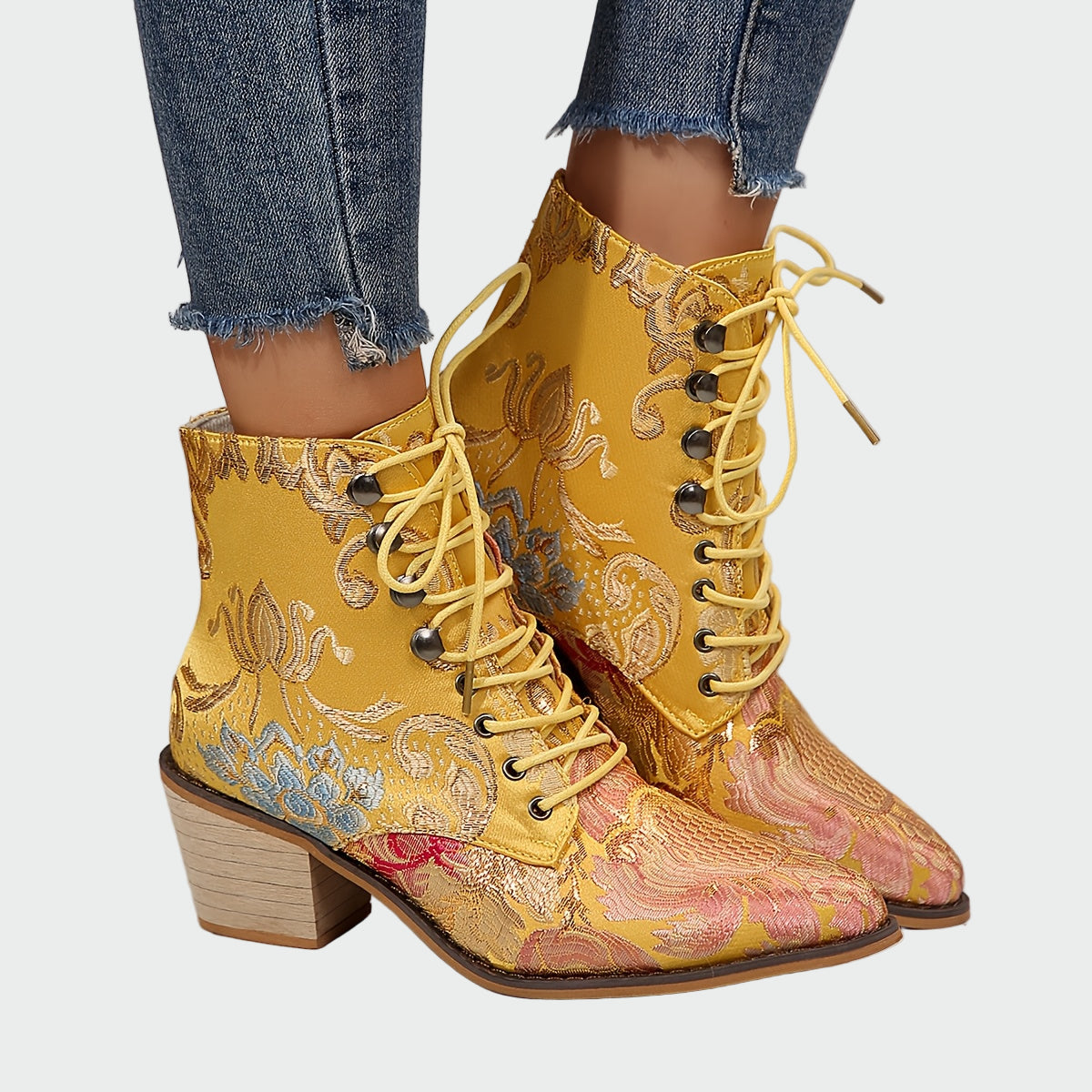 Mairéad - Embroidered Leather Ankle Boots