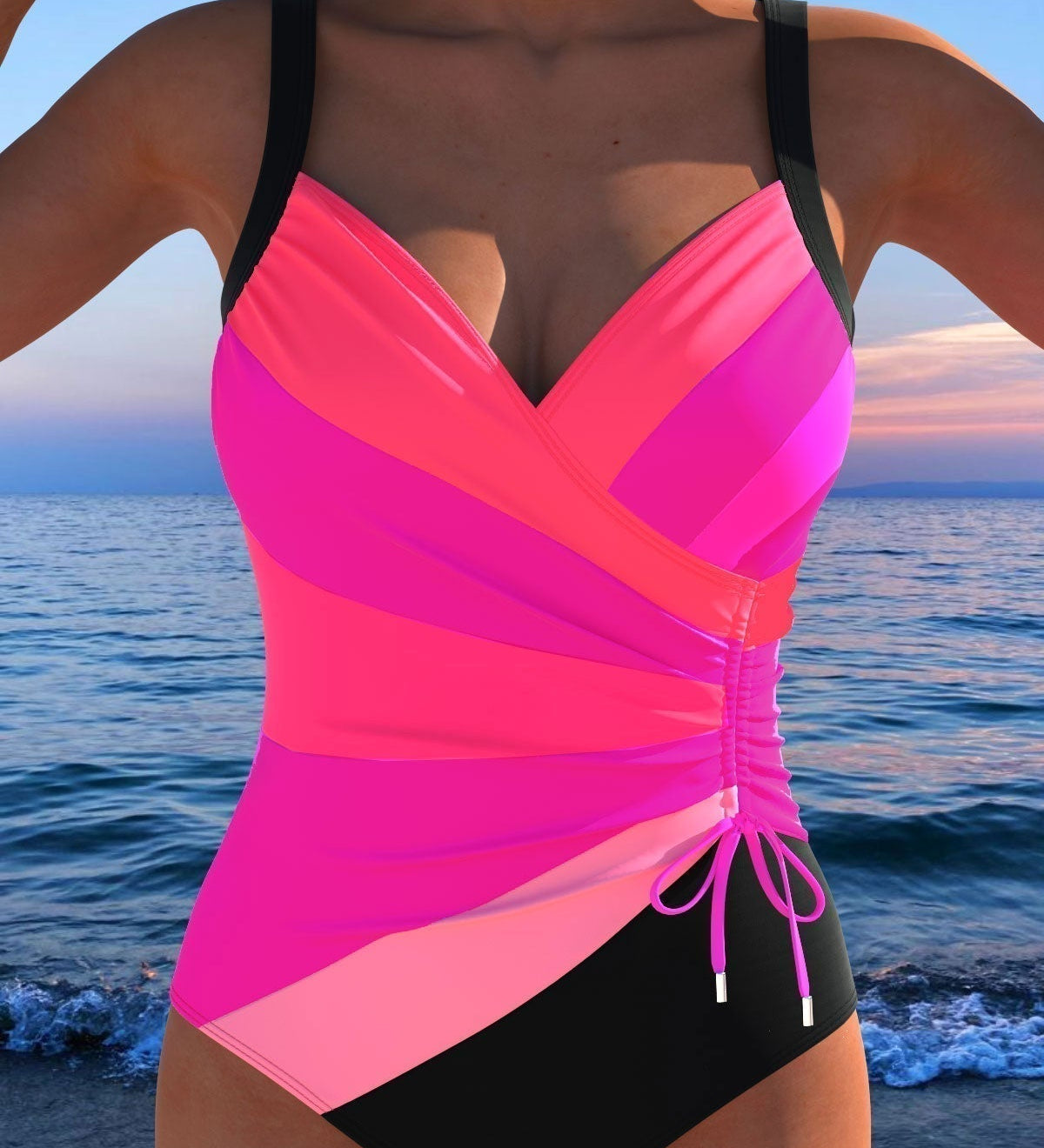 Aisling - Elegant swimsuit with colourful print