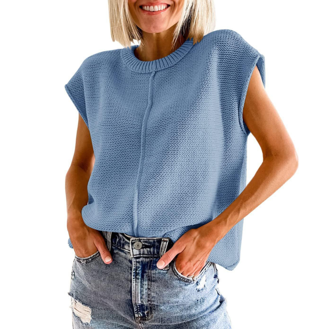 Fionnuala - Casual Minimalist Crewneck Sleeveless Top