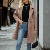 Clodagh - Casual Mid Length Button Open Front Coat