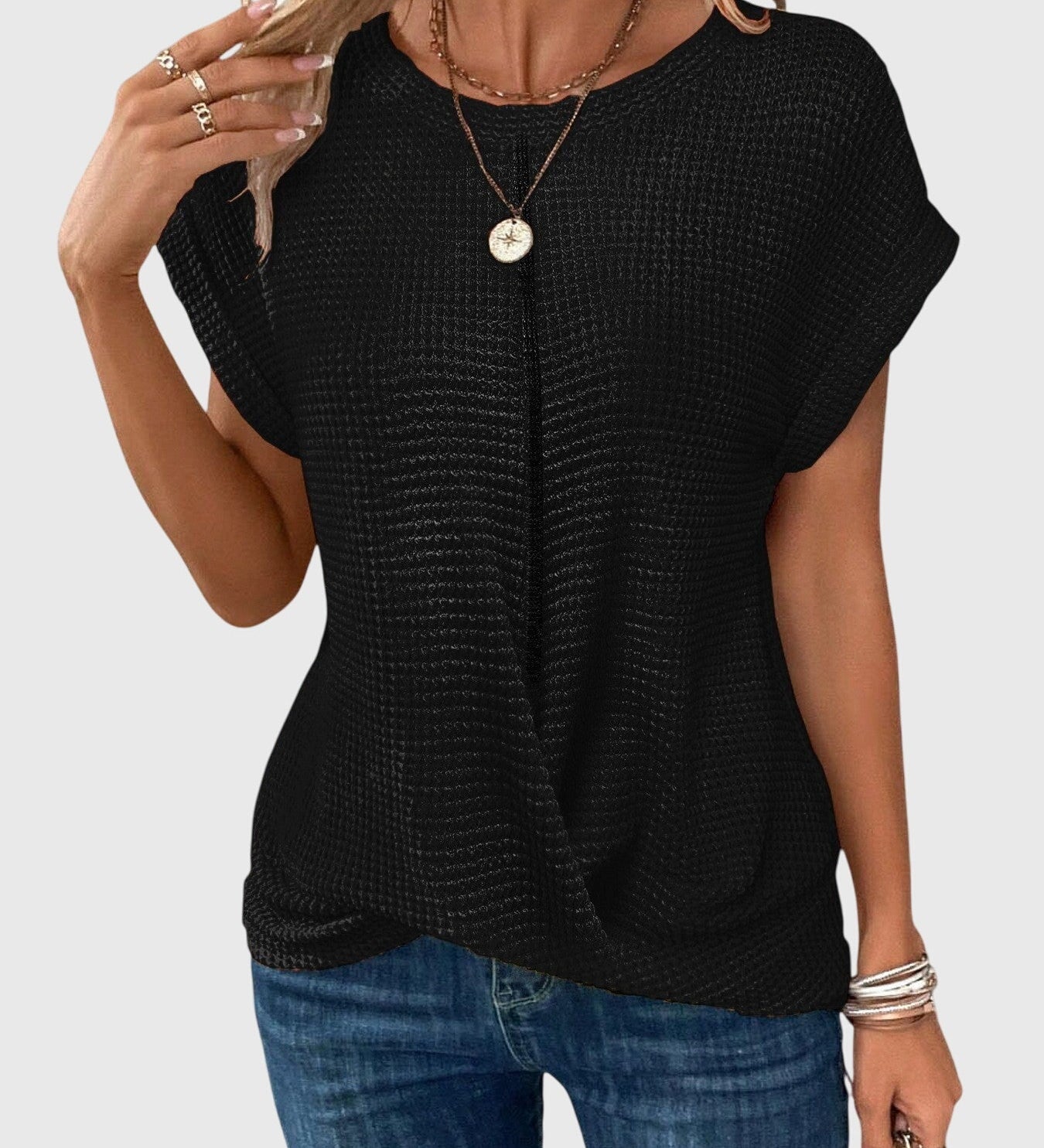 Fionnuala - Elegant Blouse with Crew Neck