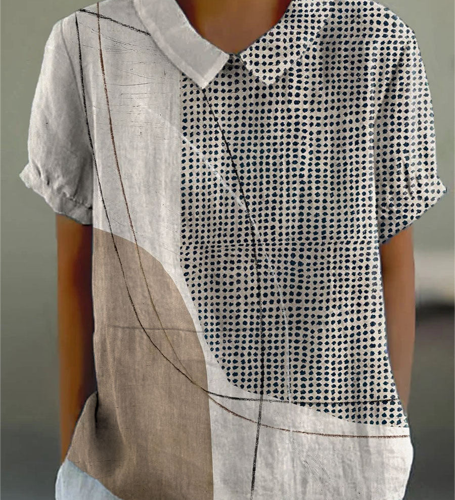 Fiadh - Blouse with Abstract Dots and Lines