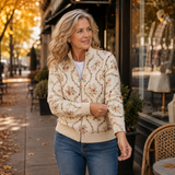 Fíona - Cream Floral Zip-Up Cardigan