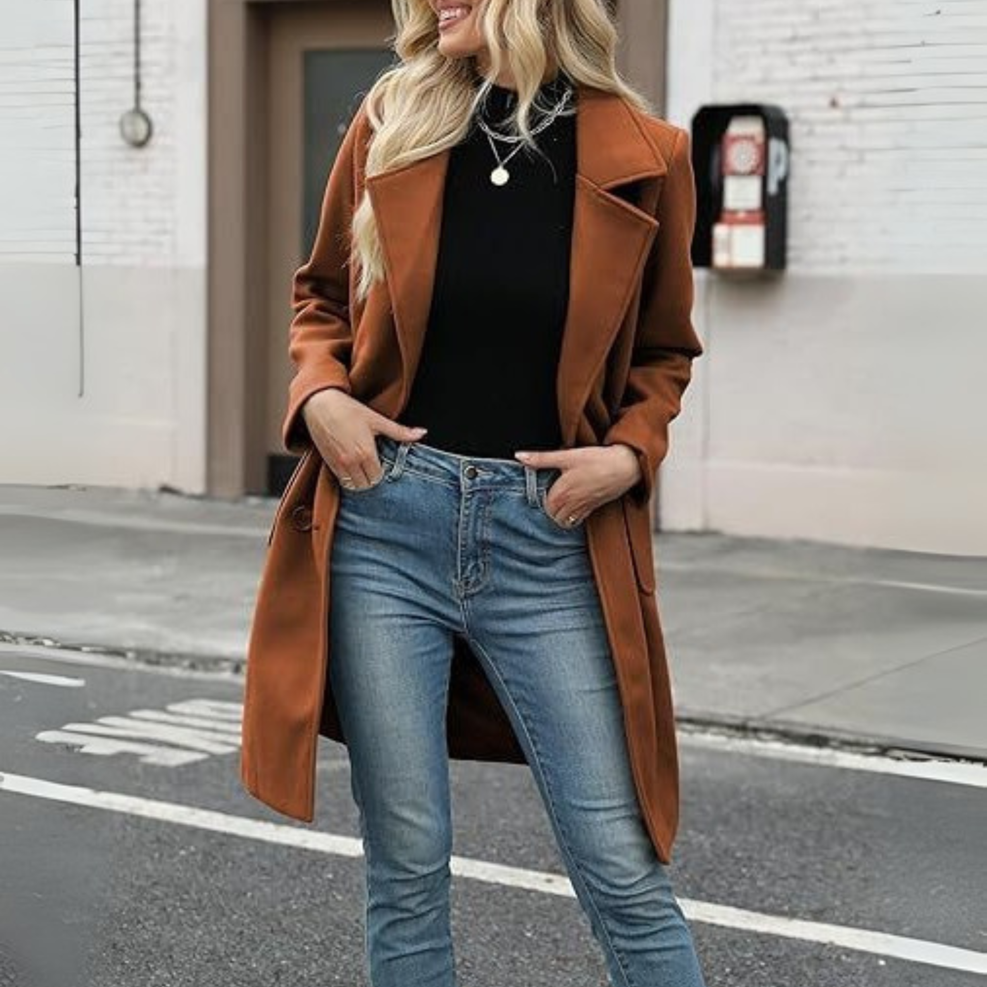 Clodagh - Casual Mid Length Button Open Front Coat