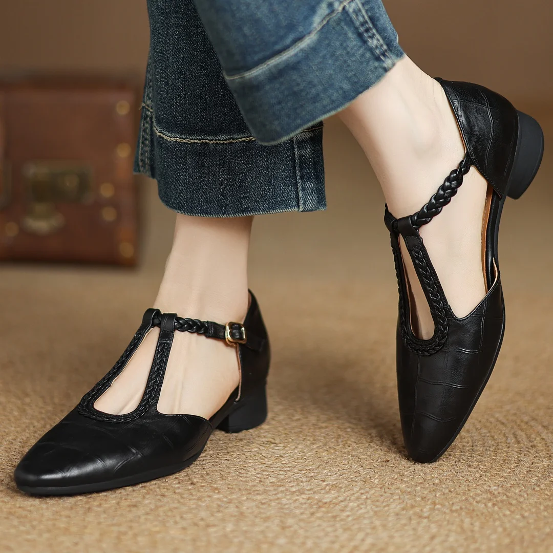 Ciara - Braided Leather Strap Shoes
