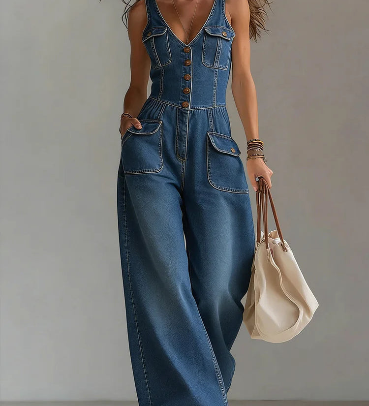 Mairéad - Casual Denim Wide Jumpsuit