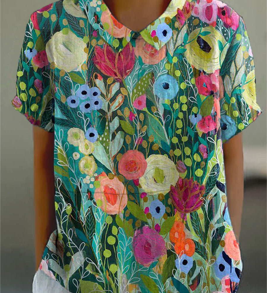 Gormlaith - Watercolour Floral Blouse