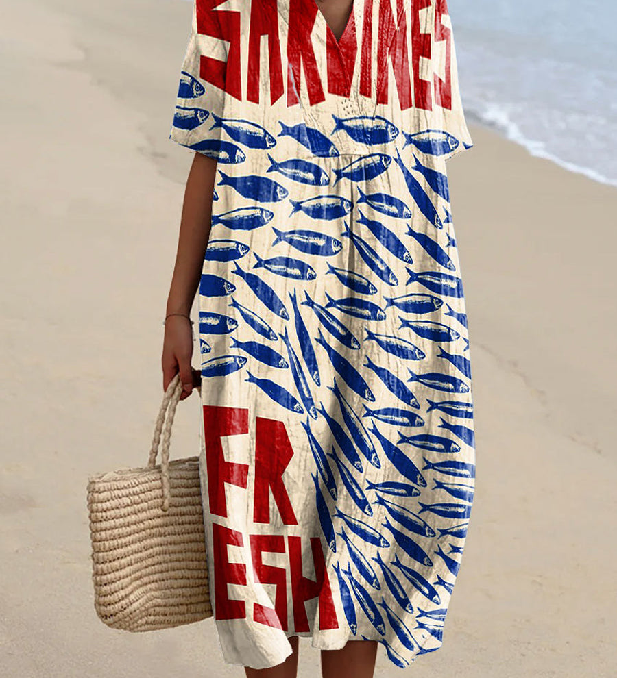 Fionnuala - Dress with Sardine Pattern
