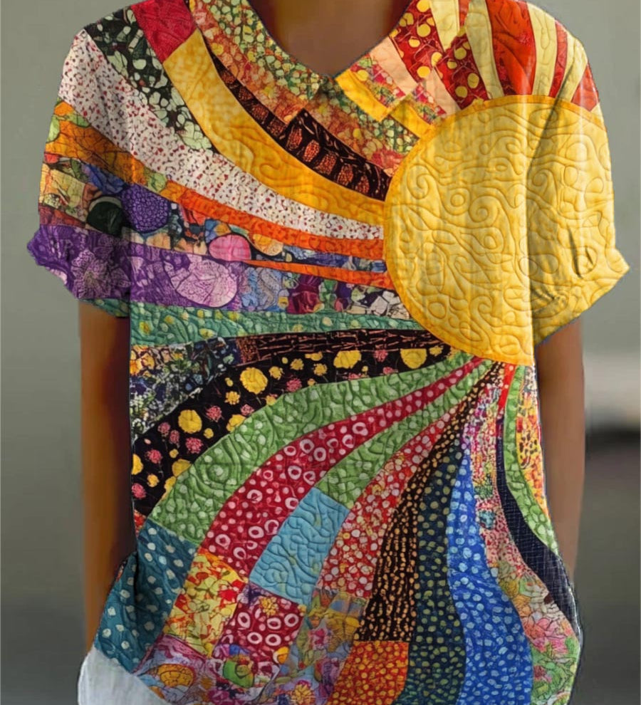 Ríona - Sunburst Patchwork Blouse