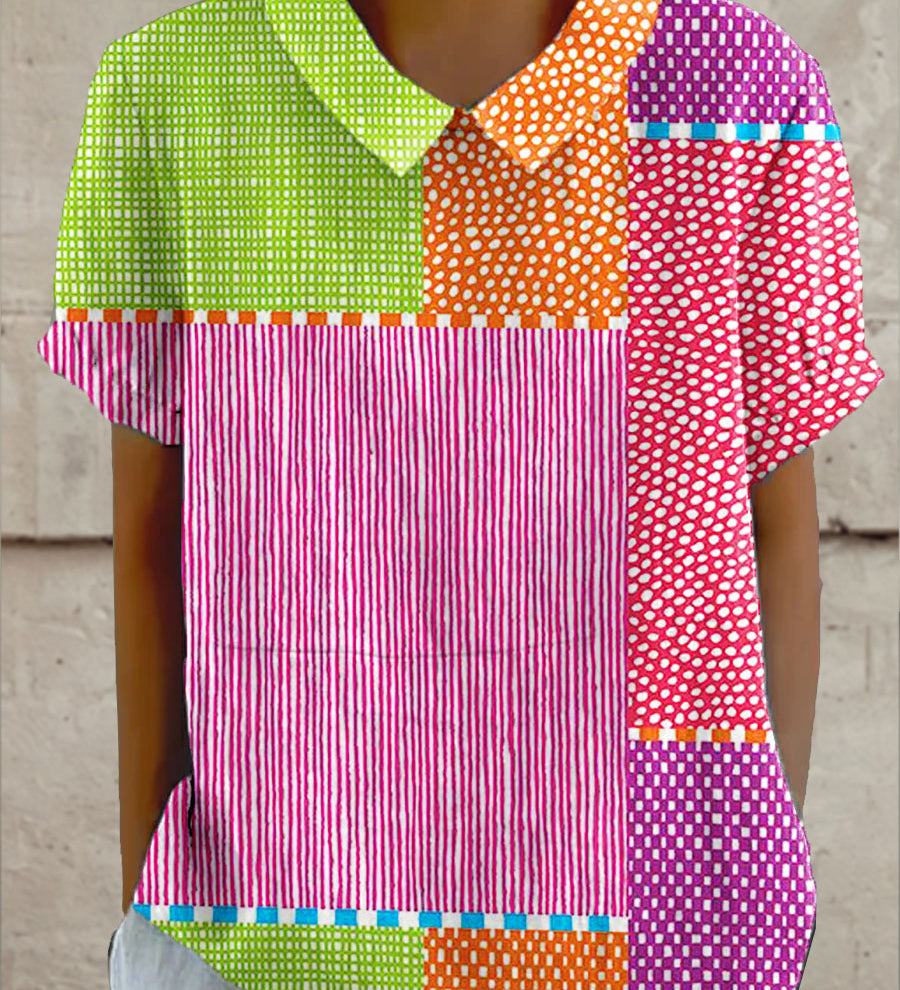 Honora - Colourful Patchwork Blouse