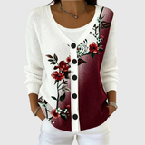 Eimear - Burgundy Floral Button-Front Cardigan
