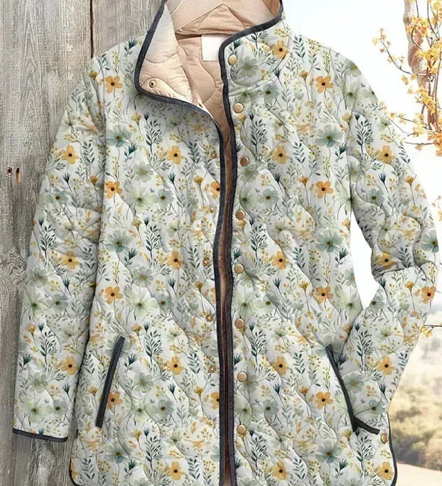 Sinéad - Cream Wildflower Quilted Jacket