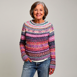 Doireann - Pink and Purple Vintage Jumper with Marled Bands