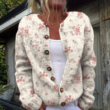 Doireann - Rose Print Button Cardigan