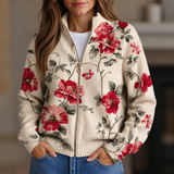 Sadhbh - Watercolour Rose Zip-Up Cardigan